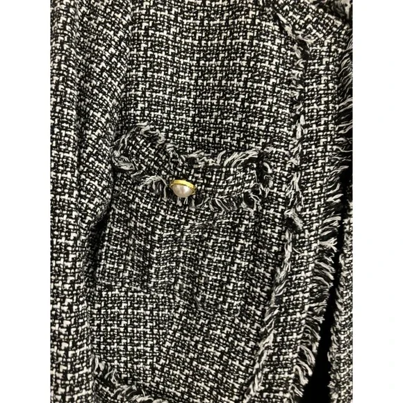 Nanette Lepore Black & White Tweed Open Front Blazer – Size 14 - Picture 5 of 8